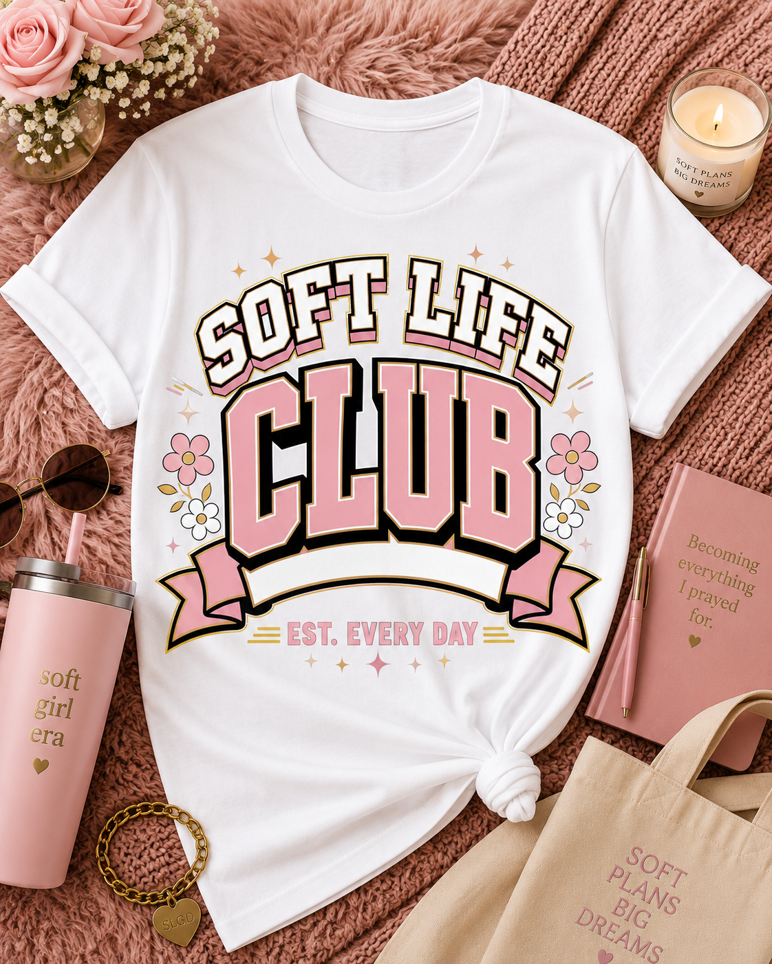 Soft Life Club T-Shirt – Retro Pastel Graphic Tee (Soft Life Every Day)