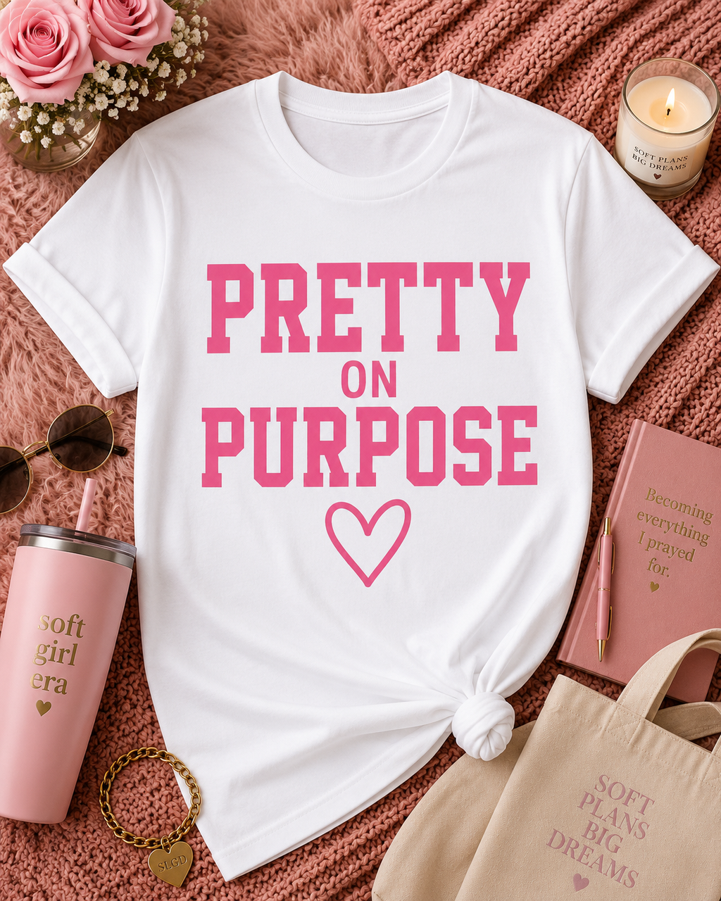 Pretty on Purpose T-Shirt — Inspirational Pink Graphic Tee