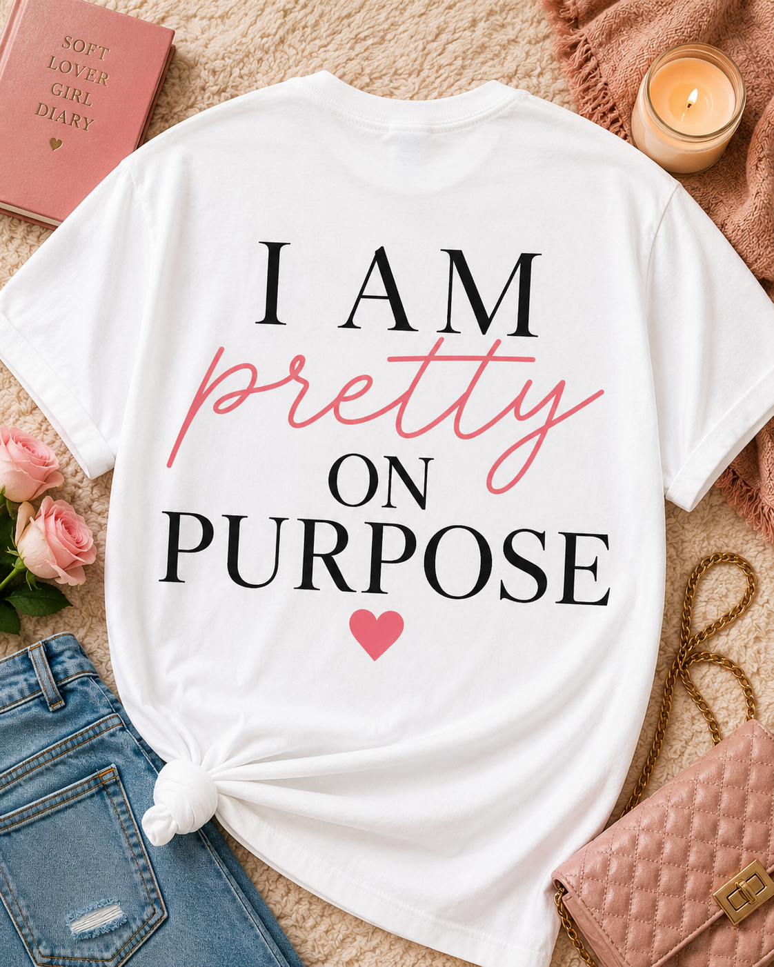 I Am Pretty On Purpose Tee - Feminine Empowerment Graphic T‑Shirt