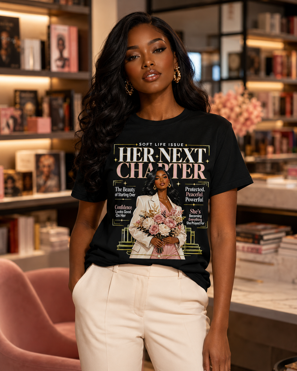 "Her Next Chapter" Floral Portrait Tee