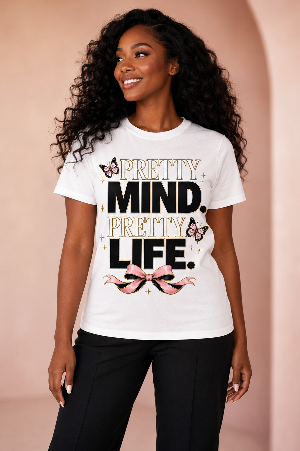 Pretty Mind Pretty Life T-Shirt | Inspirational Butterfly Typography Tee