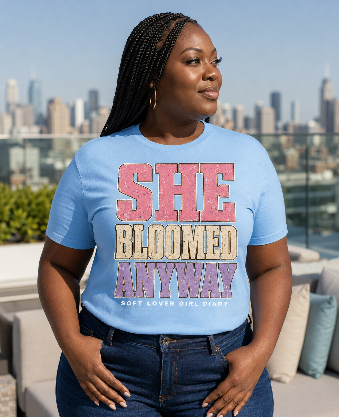 She Bloomed Anyway T-Shirt — Inspirational Feminist Floral Graphic Tee