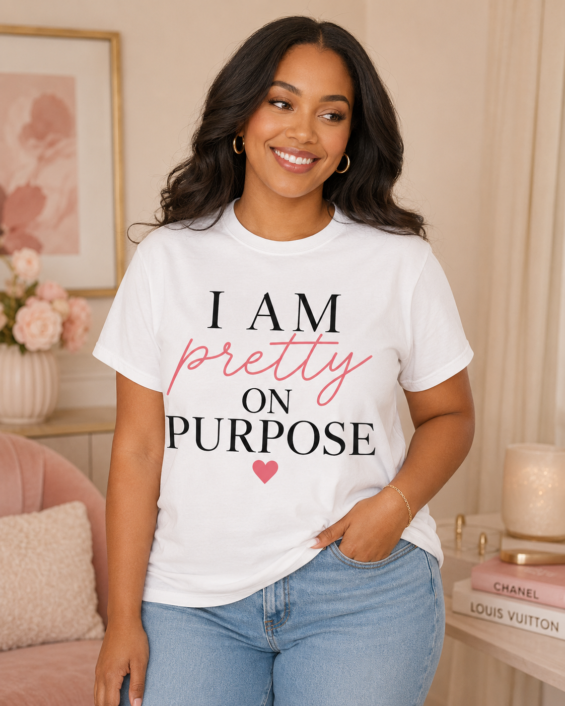 I Am Pretty On Purpose Tee - Feminine Empowerment Graphic T‑Shirt