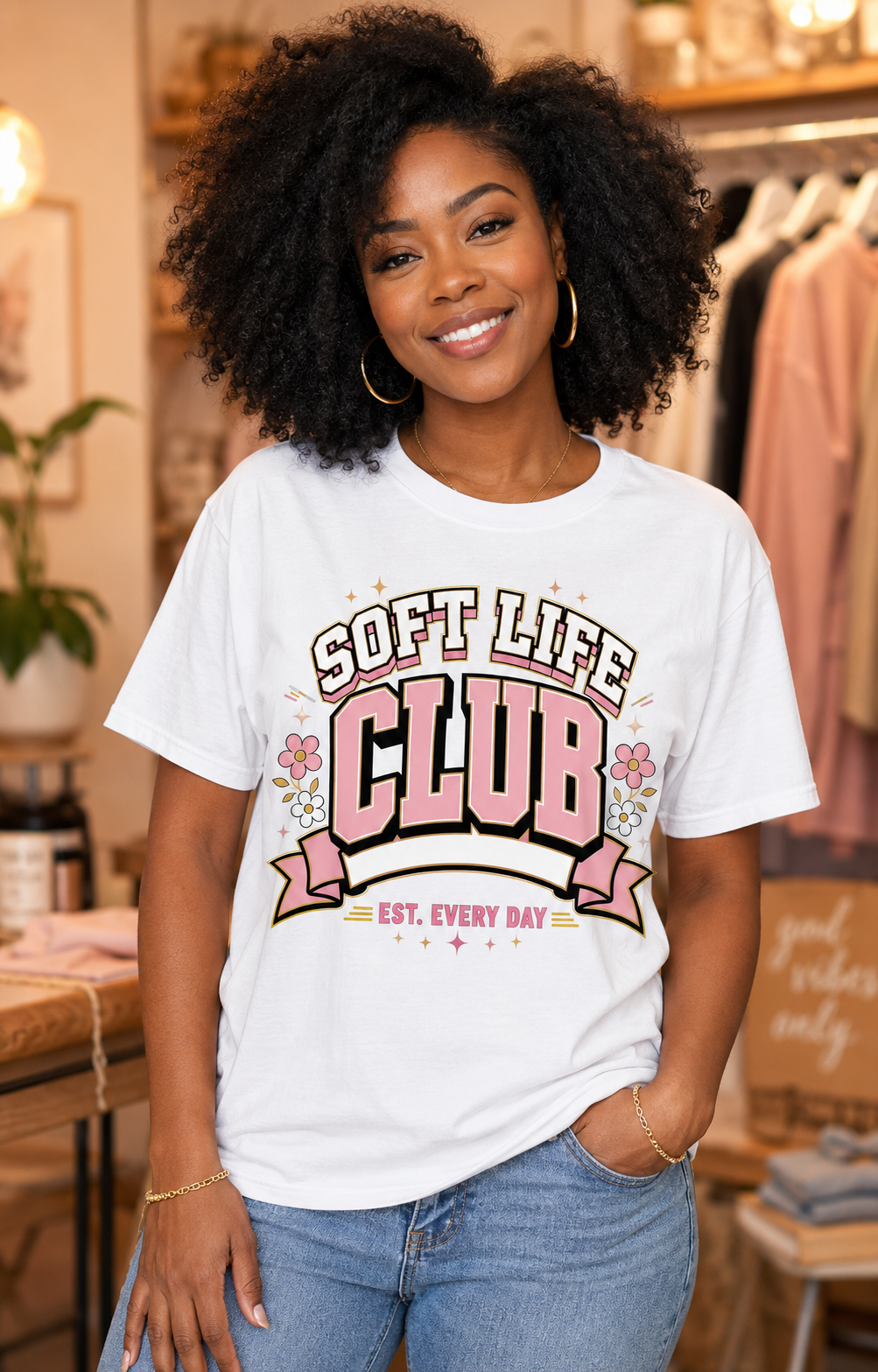 Soft Life Club T-Shirt – Retro Pastel Graphic Tee (Soft Life Every Day)