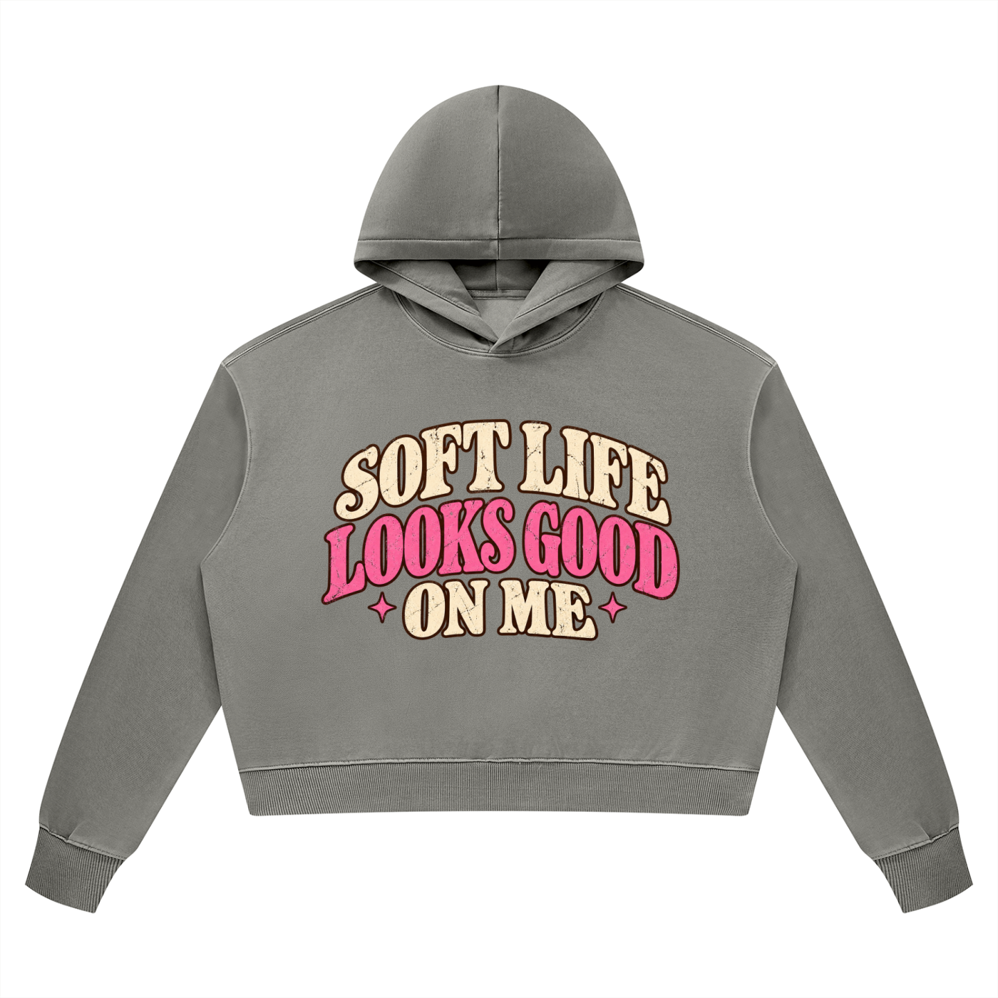 Soft Life Looks Good On Me Women’s Vintage Wash Heavyweight Hoodie