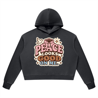 Peace Looks Good on Me Vintage Gray Hoodie