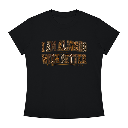 I Am Align With Better Tee — Leopard Text Graphic T-Shirt