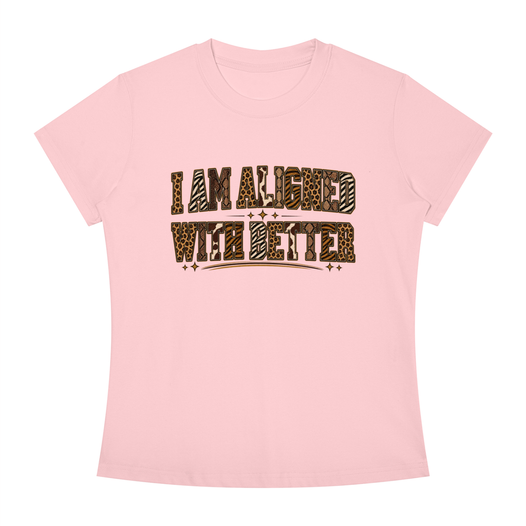 I Am Align With Better Tee — Leopard Text Graphic T-Shirt