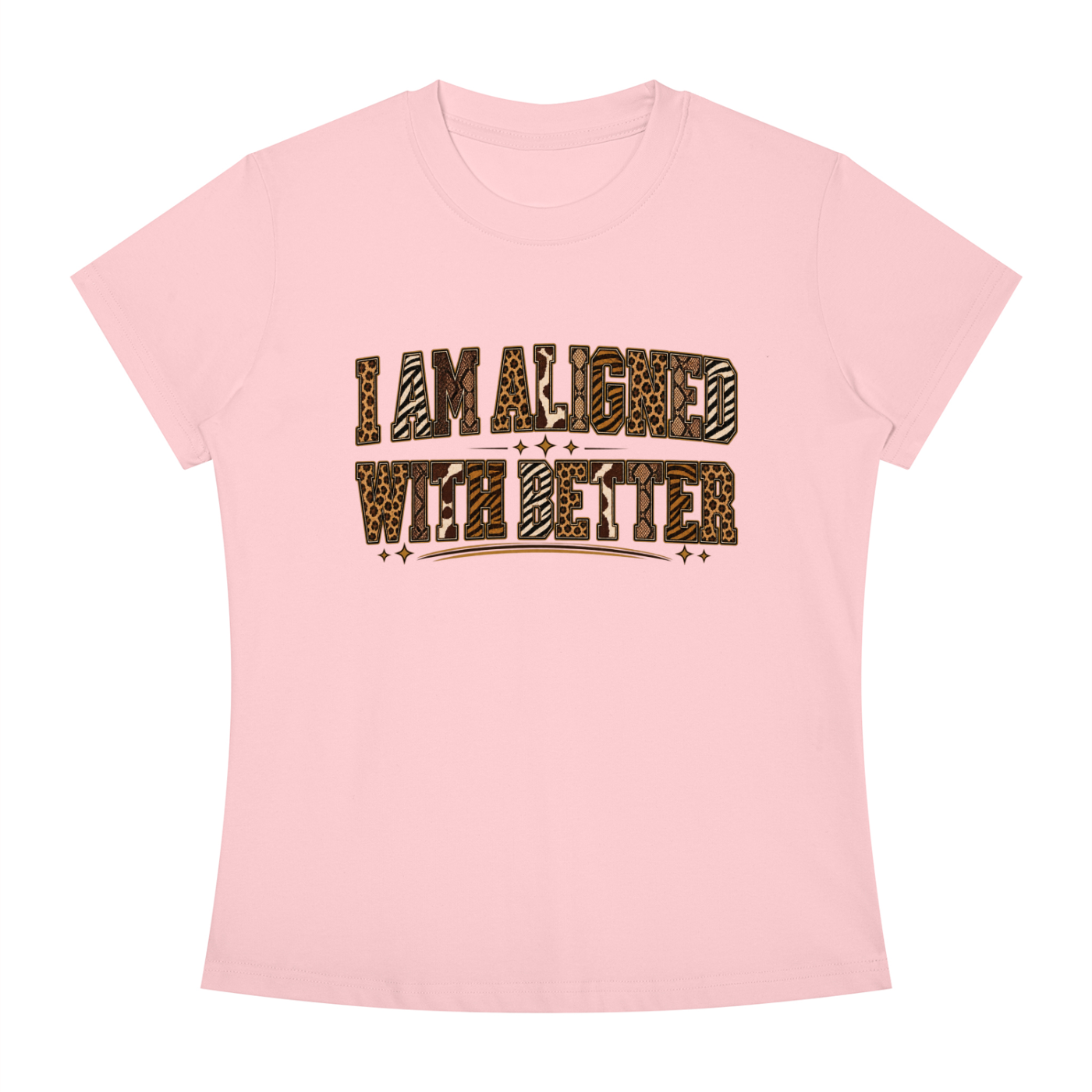I Am Align With Better Tee — Leopard Text Graphic T-Shirt